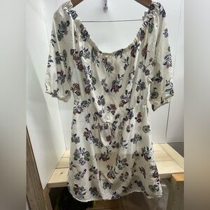 Blush Cream Floral Off The Shoulder Midi Dress